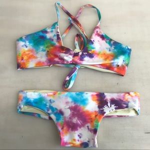Fused Hawaii bikini ruched scrunch butt top bottom